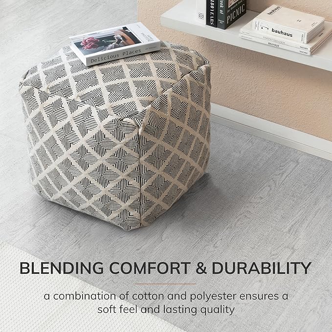 Anji Mountain 100% Handmade & Handcrafted Comfortable Home Décor Pouf Ottoman - Image 4