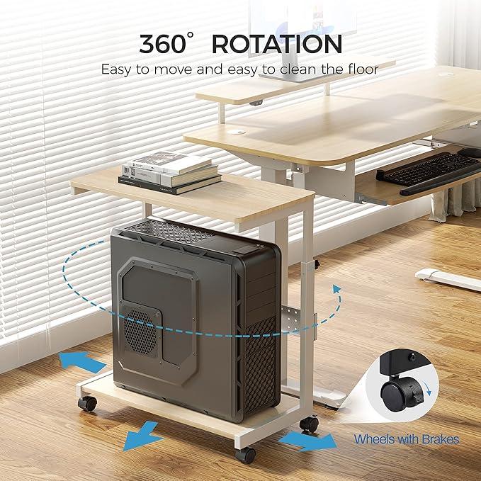 EUREKA ERGONOMIC PC Stand Computer Cart, Height Adjustable Tower Stand 2-Tier - Image 8