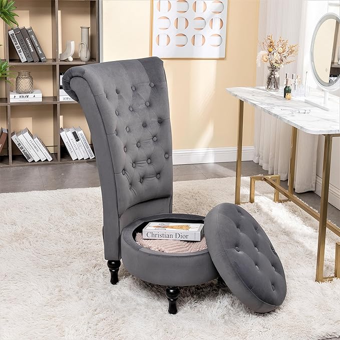 Container Furniture Direct Royal High-Back Velvet Accent Chair - Image 4