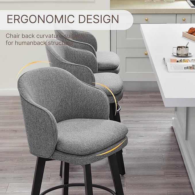 Counter Height Barstools 26 inch Upholstered Swivel Bar Stools - Image 6
