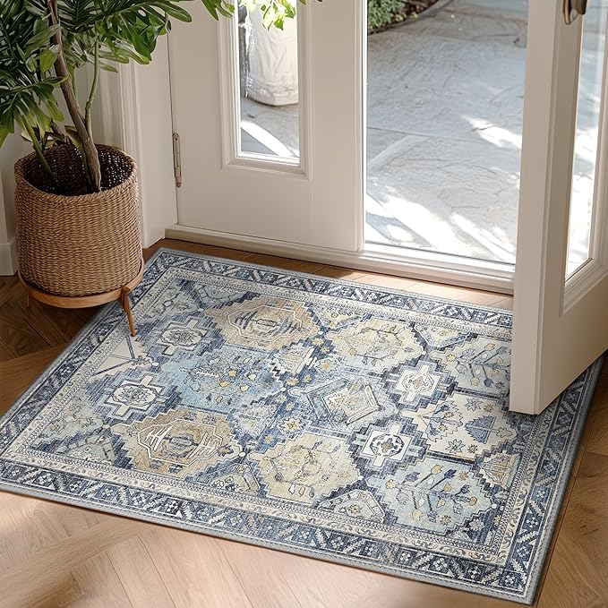 GENIMO 2x3 Area Rugs for Living Room, Machine Washable Non Slip Vintage Rugs by GENIMO