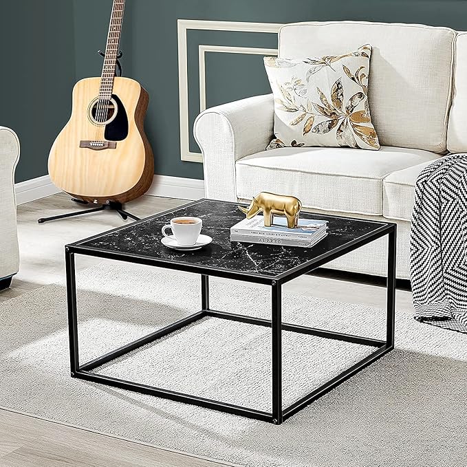SAYGOER Black Coffee Table Small Square Coffee Table Simple Modern Center Table - Image 8