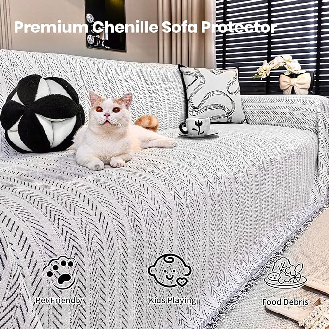 Nobildonna Sofa Cover Washable Soft Thicken Chenille Couch Cover - Image 2