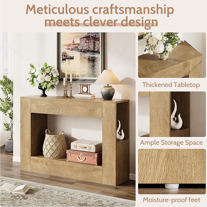 Farmhouse Console Table with Drawer, Narrow Sofa Table Behind Couch - Image 6