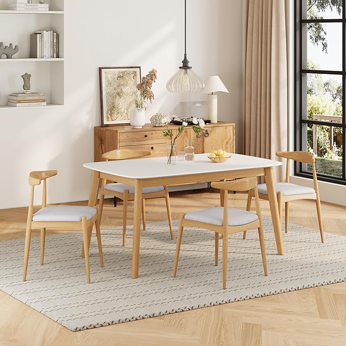 5-Piece Dining Set, Mid-Century Modern Solid Wood Table & Chair Set - Image 3