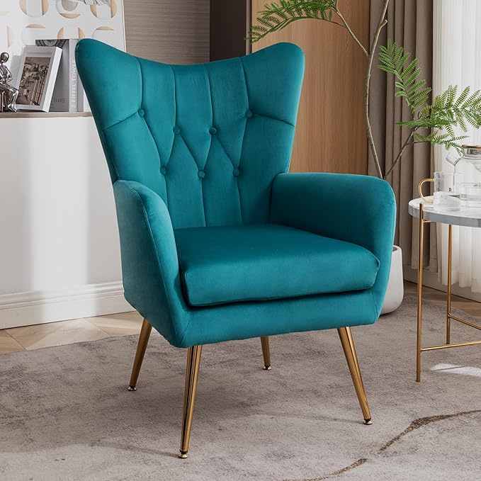 Container Furniture Direct Modern Chic Mid-Century Velvet Accent Armchair - Image 2