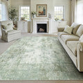 9x12Washable Area Rug Green Modern Neutral Abstract Living Room Bedroom Indoor by WondRg