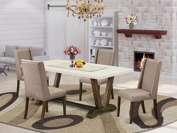 East West Furniture V727FL716-5 5 Piece Dining Room Furniture Set Includes a - Image 2