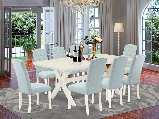 East West Furniture X027CE215-9 9 Piece Dining Table Set Includes a Rectangle - Image 2