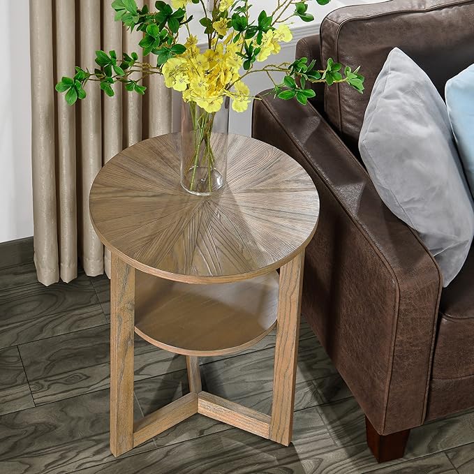 MODERION Round End Table, Farmhouse Side Table - Image 4