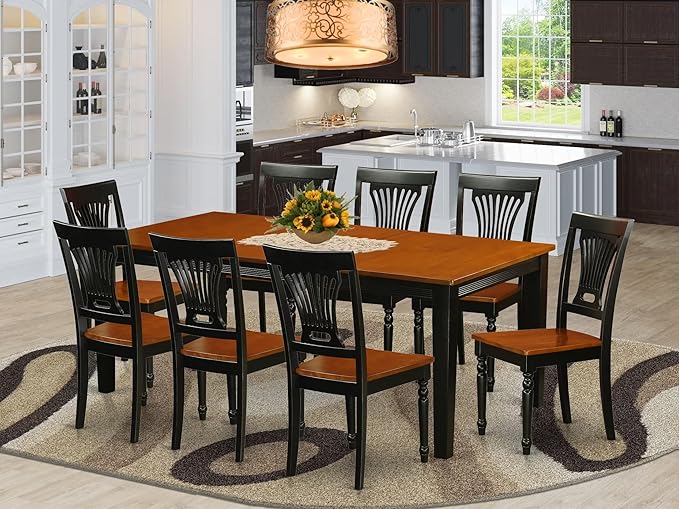 East West Furniture QUPL9-BCH-W 9 Piece Dining Table Set Includes a Rectangle - Image 2