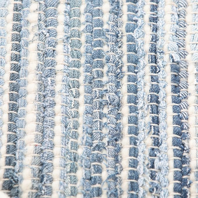 SIMPLIHOME Cowan Boho Square Pouf in Blue, Natural Handloom Woven - Image 9