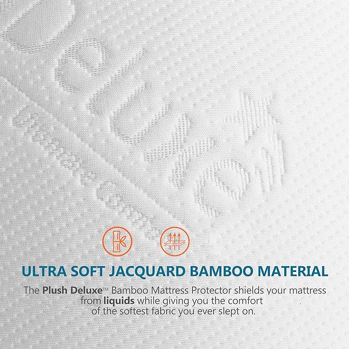 PlushDeluxe Premium Bamboo Mattress Protector – Twin XL Size, Waterproof - Image 2