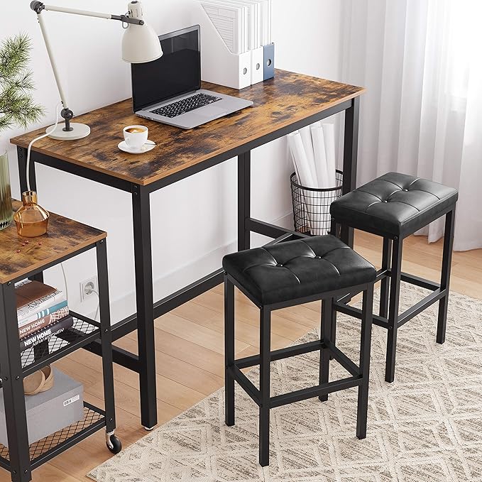 VASAGLE Bar Stools, 15.7 x 11.8 x 24.4 Inches, Simple Assembly, Industrial - Image 2
