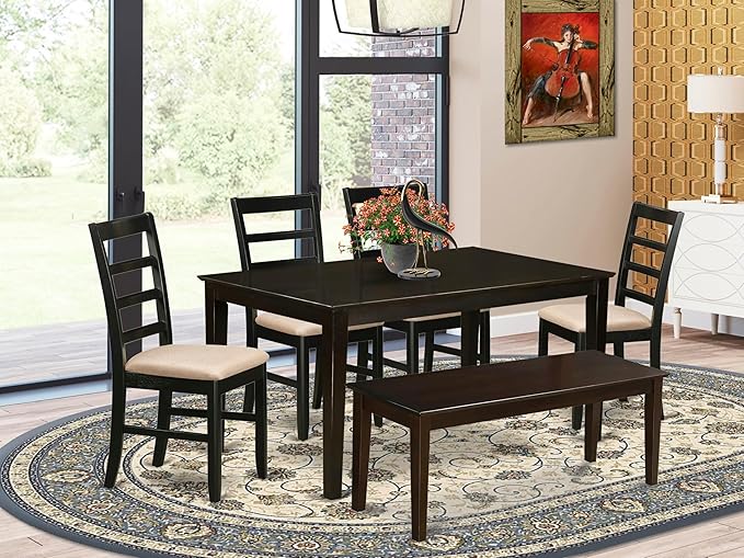 East West Furniture CAPF6-CAP-C 6 Piece Dining Table Set Contains a Rectangle - Image 2