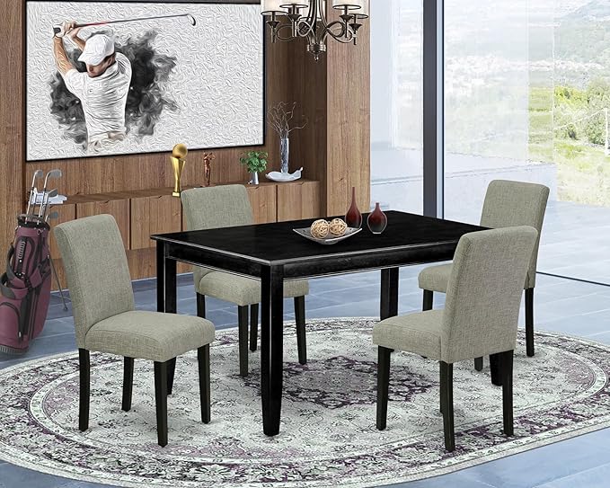 East West Furniture DUAB5-BLK-06 5 Piece Kitchen Table Set - Image 2