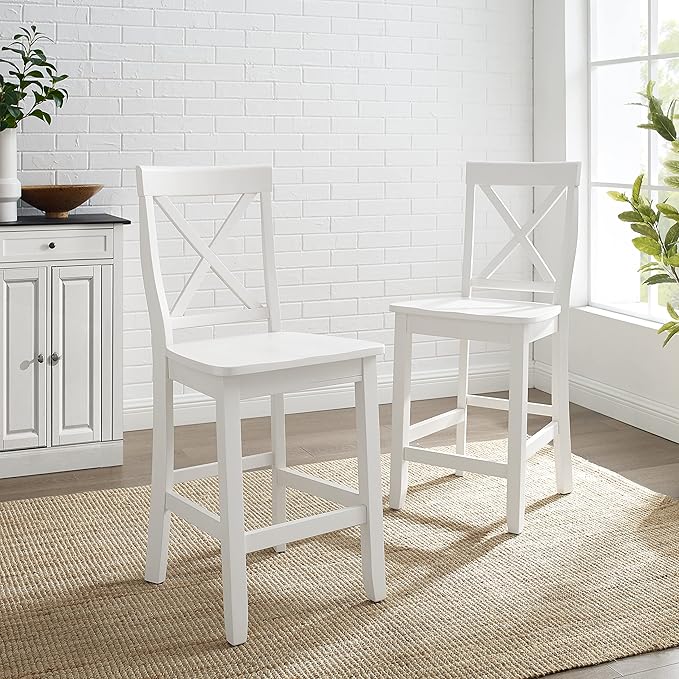 Crosley Furniture X-Back Wood Counter Height Bar Stools Set of 2 - Image 2