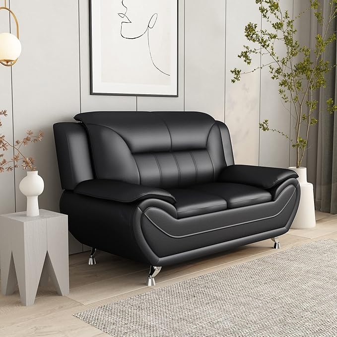 Container Furniture Direct Michael Modern Faux Leather Upholstered Stainless - Image 14