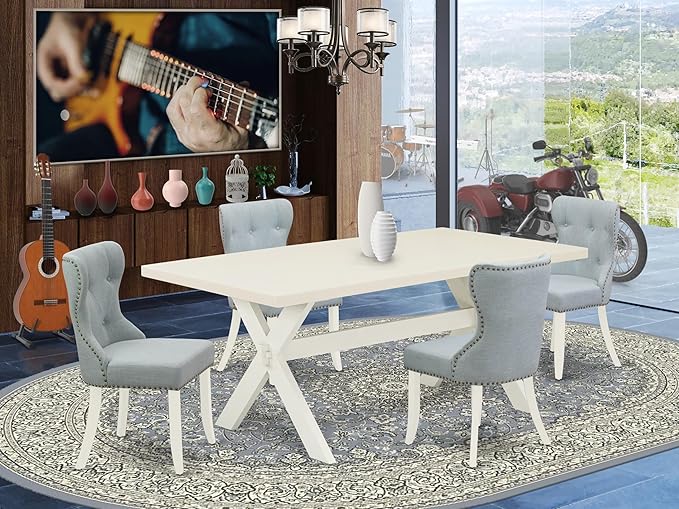 East West Furniture X027SI215-5 5 Piece Dining Room Table Set Includes a - Image 2