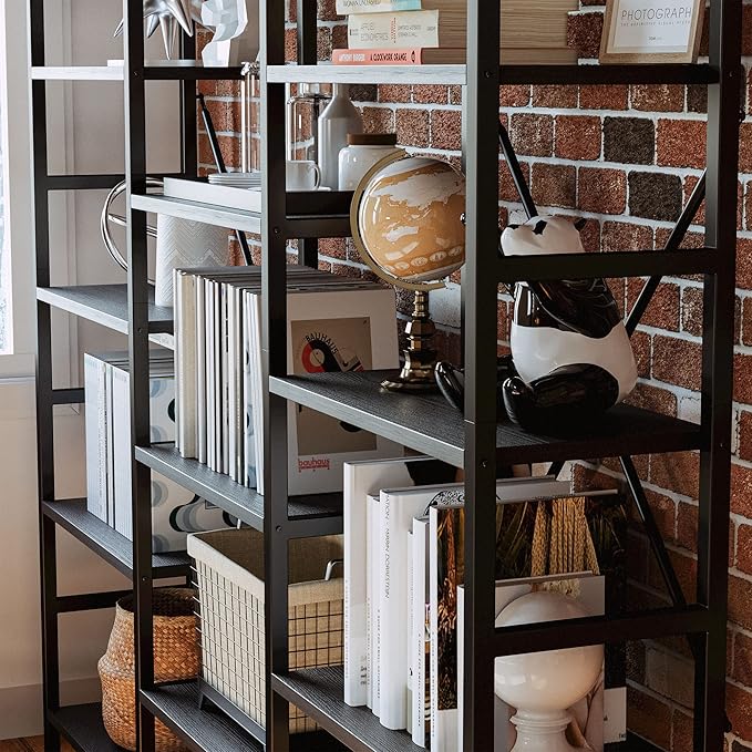 IRONCK Bookcases and Bookshelves Triple Wide 5 Tiers Industrial Bookshelf - Image 5