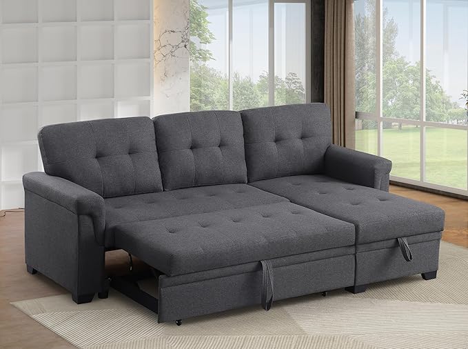 Ball & Cast L-Shape Reversible Sectional Sleeper Sofa Bed 4 in 1 Pull Out Couch - Image 3