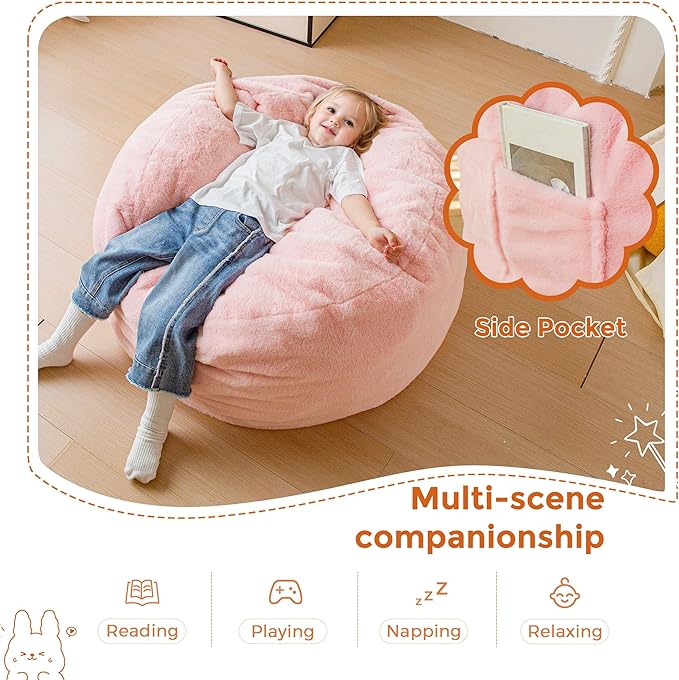 MAXYOYO Kids Bean Bag Chair, Stuffed Faux Fur Bean Bag - Image 6