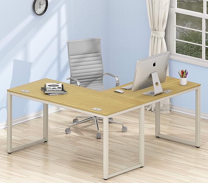 SHW 55 x 60 Inches Commercial-Grade L-Shape Corner Office Computer Desk - Image 2