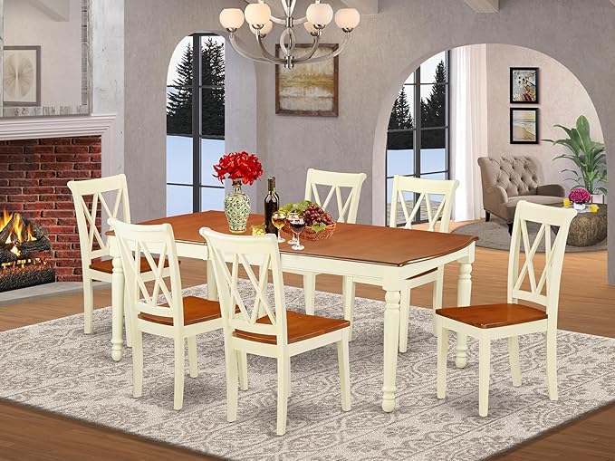 East West Furniture DOCL7-BMK-W 7 Piece Dining Room Furniture Set Consist of a - Image 2