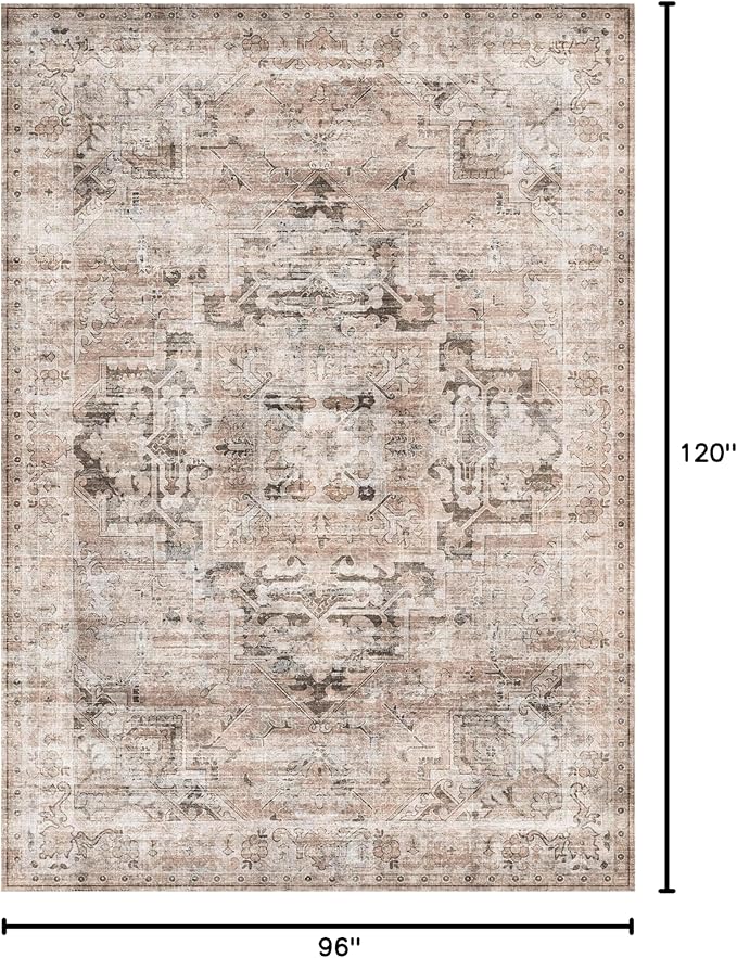 GENIMO 8x10 Area Rugs for Living Room, Machine Washable Non Slip Vintage Rugs - Image 2