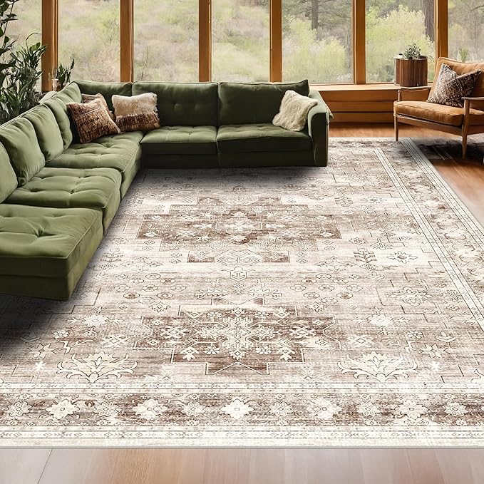 Washable Neutral Farmhouse Living Room Rug, 6x9 Area Rugs - Image 8