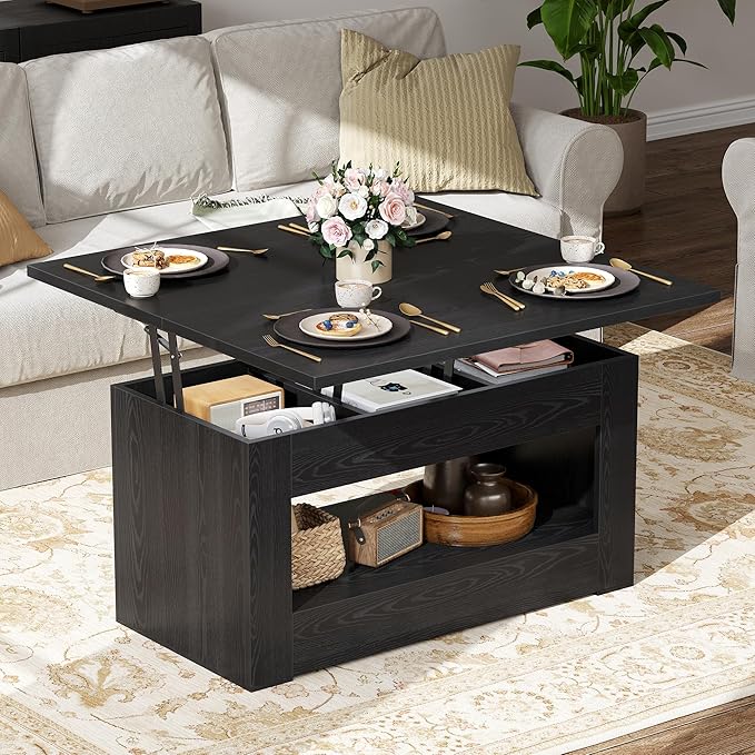 40" Lift Top Coffee Table, 4 in 1 Multi-Function Lift Coffee Tables - Image 8