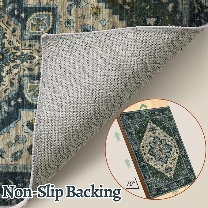 Tangsoo 4x6 Washable Rug Vintage Non Slip Indoor, Distressed Carpet - Image 6