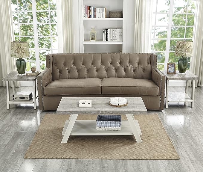 Roundhill Furniture Athens Contemporary 3-Piece Wood Shelf Coffee Table Set - Image 2