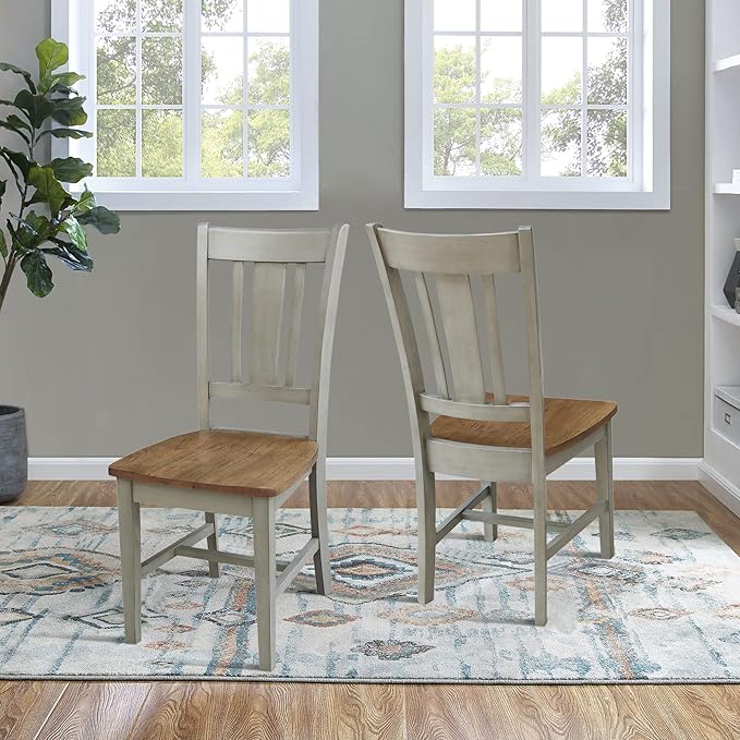 International Concepts San Remo Splatback Chair, Distressed Hickory/Stone - Image 2