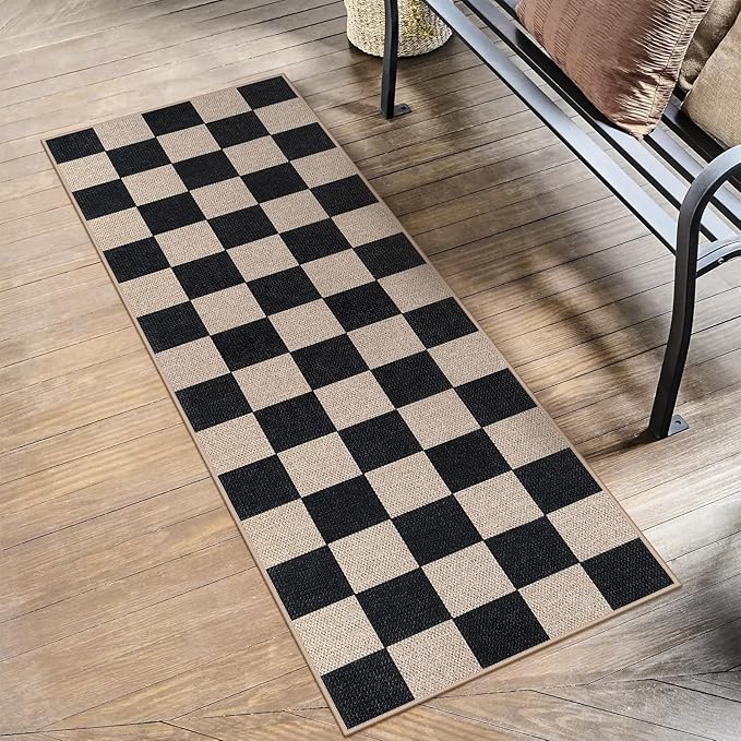 Lahome Checkered Easy Jute Runner Rug, 2x6 Kitchen Runner Rug Non Slip Washable - Image 7