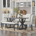 SogesPower 6-Piece Dining Table Set, Rectangular Farmhouse Kitchen Dining Table by SogesPower