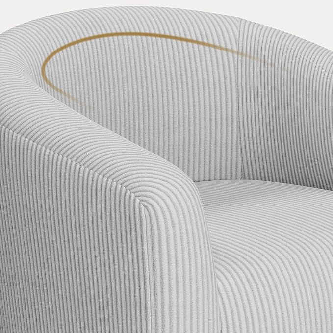 Yaheetech Accent Barrel Chair, Corduroy Fabric Club Chair, Furry Sherpa Elegant - Image 8