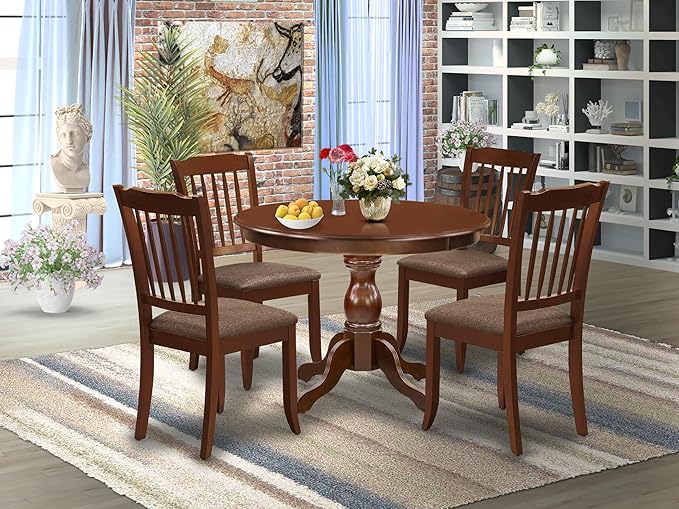 East West Furniture HBDA5-MAH-C 5 Piece Dinette Set - Image 2