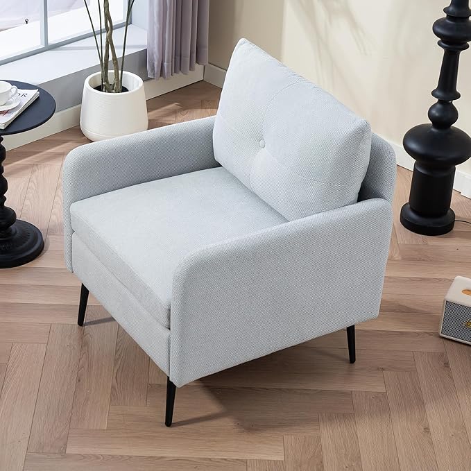 Ball & Cast Accent Chair with Metal Black Legs, Comfy Chenille Club Fabric - Image 6