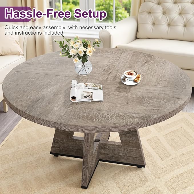 Round Dining Table for 4, Farmhouse Table for Dining Room, Living Room - Image 6