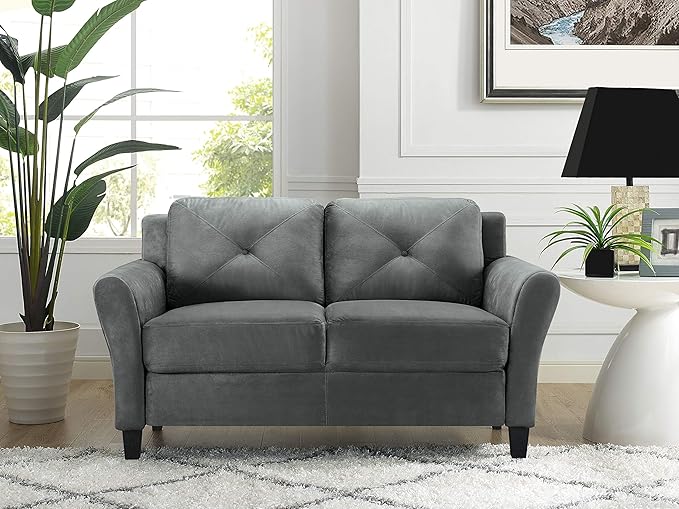 Lifestyle Solutions Harrington Loveseat, Dark Grey - Image 5