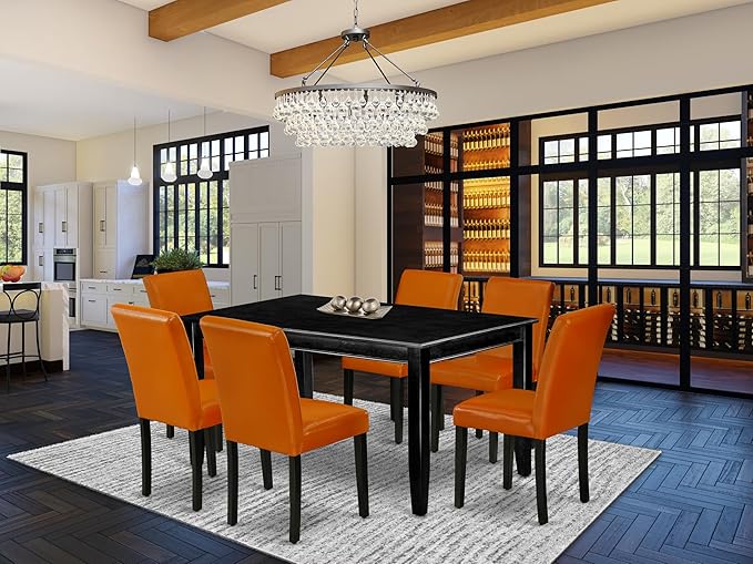 East West Furniture DUAB7-BLK-61 7 Piece Kitchen Table & Chairs Set Consist of - Image 2