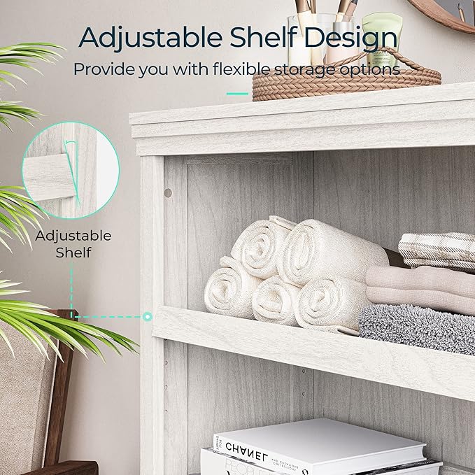 LINSY HOME 3-Tier Bookcase and Bookshelf, Small Wood Display Storage Shelves - Image 6