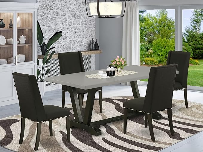 East West Furniture V697FL624-5 5 Piece Dining Table Set - Image 2