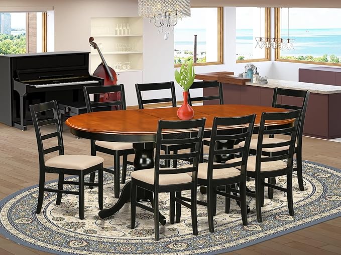 East West Furniture PLPF9-BCH-C 9 Piece Kitchen Table & Chairs Set Includes an - Image 2