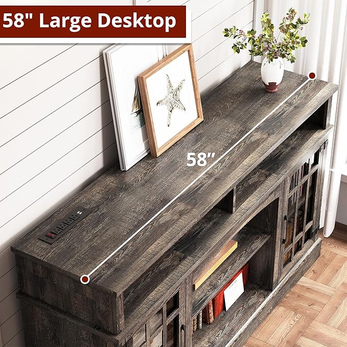 IRONCK Farmhouse TV Stand for 65 Inch TV, 32“Tall Entertainment Center - Image 2