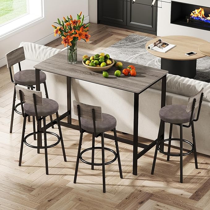 Tatub Bar Table and Stools Set of 4, 5 Piece Counter Height High Breakfast - Image 3