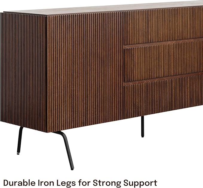 NTC Veil Sideboard with 2 Doors and 3 Drawers, Buffet Cabinet with Vertical - Image 4