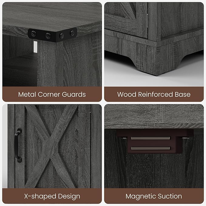 RoyalCraft Farmhouse Nightstand, Bedside Table Set of 1 - Image 6