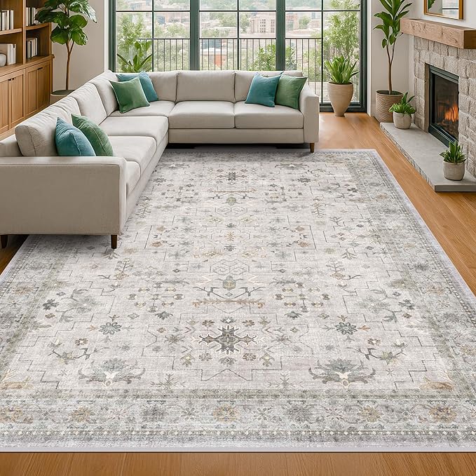 Boho Light Grey 5x8 Living Room Rug - Image 8